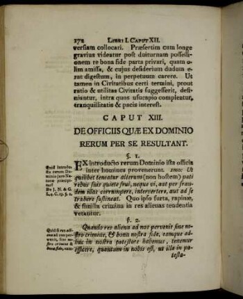 Caput XIII. De Officiis Quæ Ex Dominio Rerum Per Se Resultant.