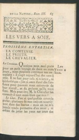 Troisième entretien. Les Vers a Soie.