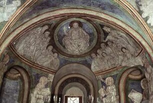 Christus in der Mandorla, umgeben von Aposteln, den Evangelisten und dem heiligen Clemens