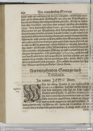 Am vierzehenden Sontage nach Trinitatis