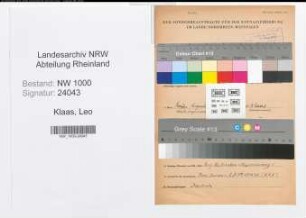 Entnazifizierung Leo Klaas, geb. 11.02.1884 (Kaufm.Angest.)