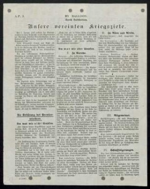 Unsere vereinten Kriegsziele