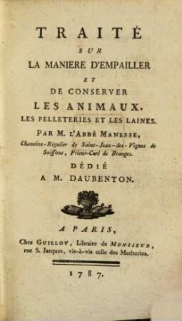 Traité sur la manière d'empailler et de conserver les animaux