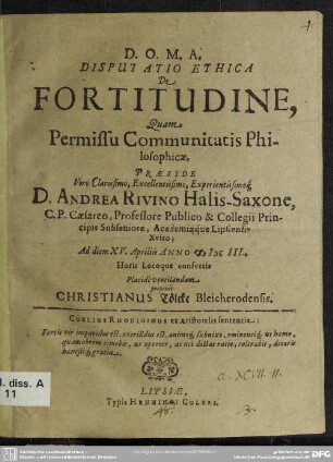 Disputatio ethica de fortitudine