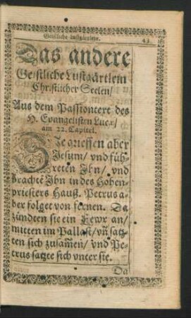 Das andere Geistliche Lustgärtlein Christlicher Seelen
