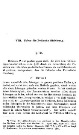 VIII. Ueber die Pell'sche Gleichung.