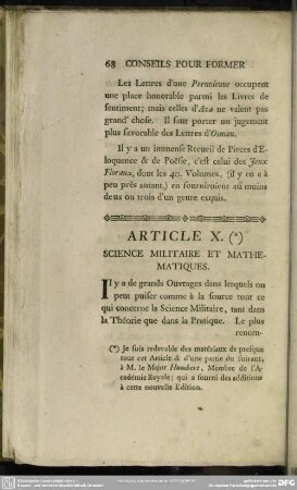 Article X. Science Militaire Et Mathematiques