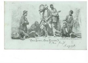Gruppe dunkelhäutiger Personen - Aufschrift: "Come seven. Come eleven"