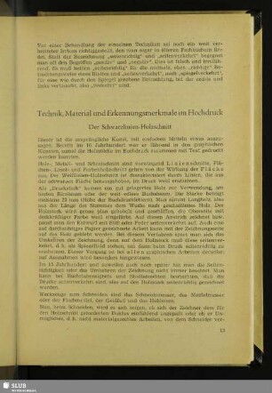 Technik, Material und Erkennungsmerkmale im Hochdruck