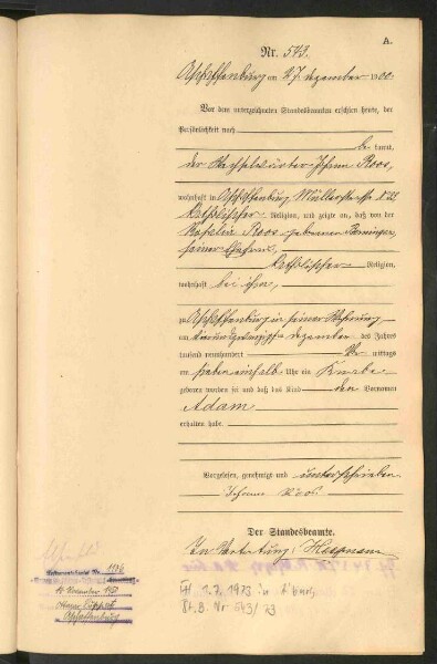Standesamtsbuch der Stadt Aschaffenburg: Geburten 365/1900 - 184/1901