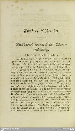 Fünfter Abschnitt. Landwirthschaftliche Buchhaltung