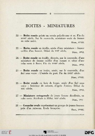 Boites - Miniatures (Nr. 22-45)