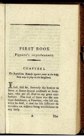 First Book : Pignata's imprisonment.