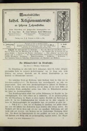 ¬Die¬ Willensfreiheit im Strafrechte