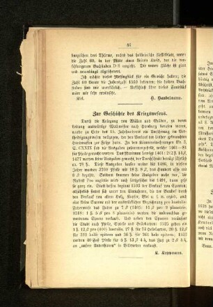 Zur Geschichte des Kriegswesens.