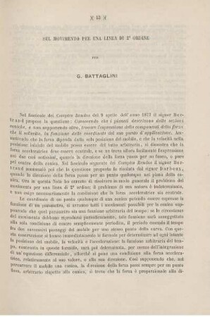 Sul movimento per una line di 2° ordine.