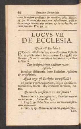Locus VII. De Ecclesia.