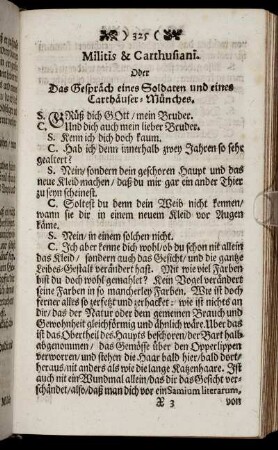 Militis & Carthusiani. Oder Das Gespräch eines Soldaten und eines Carthäuser-Münches. - Adolescentis & Scorti. Gespräch eines Jünglings und einer Huren.