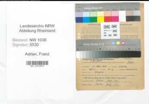 Entnazifizierung Franz Adrian , geb. 21.03.1905 (Arbeiter)