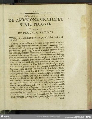 Articulus XXI. De Amissione Gratiae Et Statu Peccati