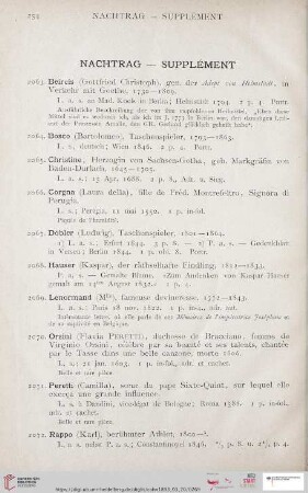 Nachtrag / Supplément (Nr. 2063 - 2074)