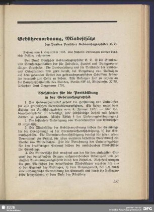 Gebührenordnung, Mindestsätze