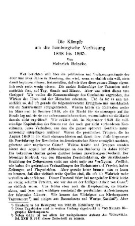 Die Kämpfe um die hamburgische Verfassung 1848 bis 1860.