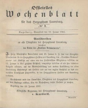 19. Januar-24. December 1861 = No. 1-22
