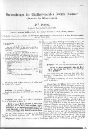 267. Sitzung, Stuttgart, 25.6.1910