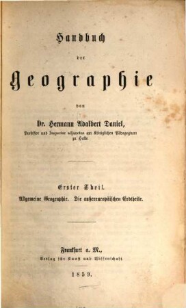 Handbuch der Geographie, 1