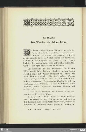 XI. Kapitel - Das Waschen der fixirten Bilder
