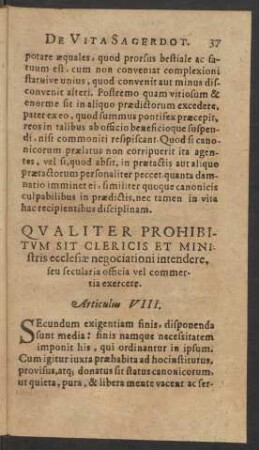 Qualiter Prohibitum Sit Clericis Et Ministris ecclesiae negociationi intendere, ...