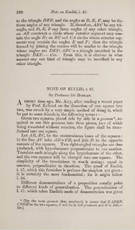 Note on euclid, I. 47.
