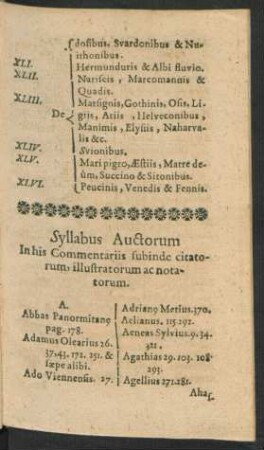 Syllabus Auctorum
