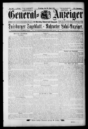 General Anzeiger für Duisburg, Ruhrort und Umgegend. 1899-1905