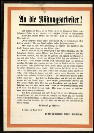 Ausgabe vom Samstag, den 31. März 1917.