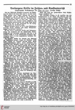 N.F. 6.1926 S. 15-17: Verborgene Kräfte im Zeichen- und Kunstunterricht