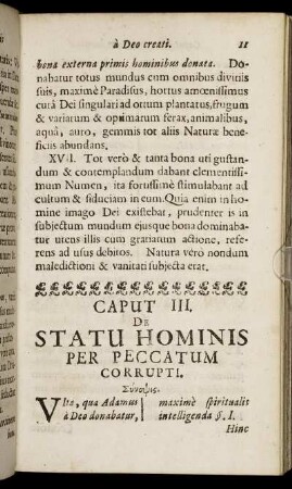 Caput III. De Statu Hominis Per Peccatum Corrupti