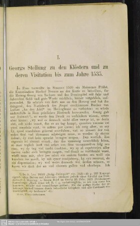 I. Georgs Stellung zu den Klöstern und zu deren Visitation bis zum Jahre 1535
