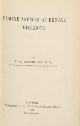 Famine aspects of Bengal districts
