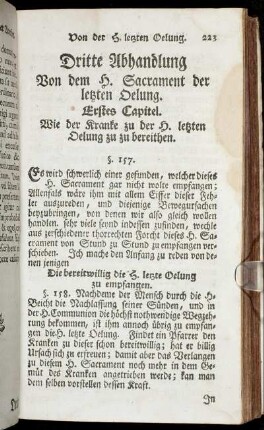 Dritte Abhandlung Von dem H. Sacrament der letzten Oelung.