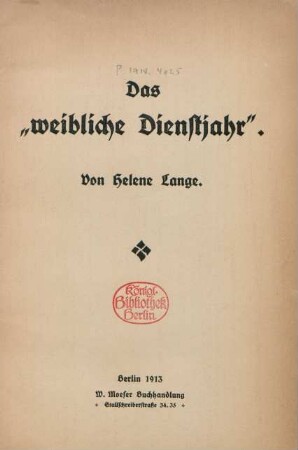 Das "weibliche Dienstjahr"