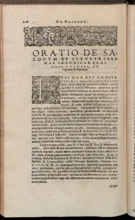 Oratio De Saxonum Et Illustrissimae Saxionicae Familias Origine, Antiquitate & dignitate.