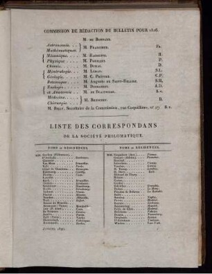 Commission De Rédaction Du Bulletin Pour 1826.