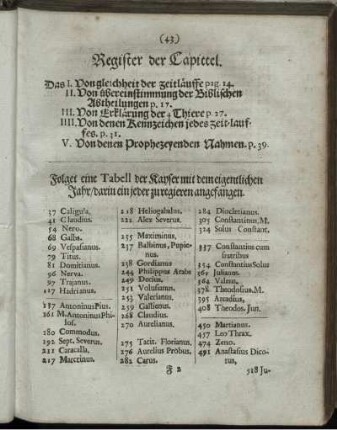 Register der Capittel