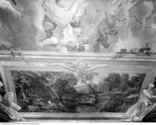 Szenen aus der antiken Mythologie, Aktäon überrascht Diana beim Baden (Ovid, Metamorphosen III 193)