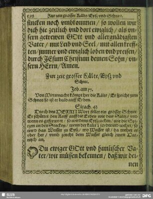 Zur zeit grosser Kälte, Eysz und Schnee