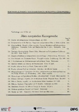 Altes europäisches Kunstgewerbe (Nr. 119-236)