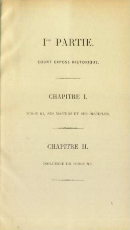 Ière partie. Court expose historique