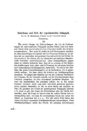 Entstehung und Ziele der experimentellen Pädagogik : (Fortsetzung)
